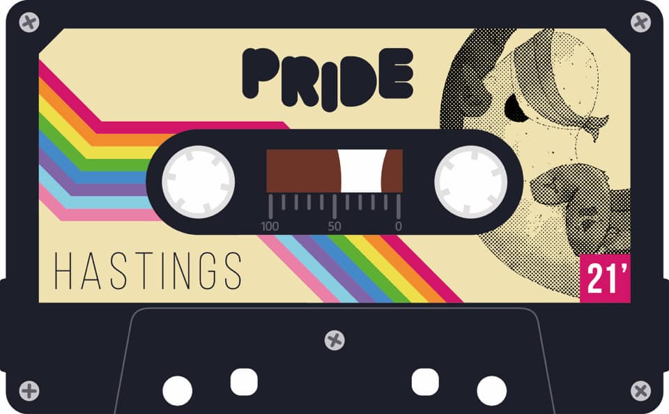 Hasting Pride 2021 logo tape cassette
